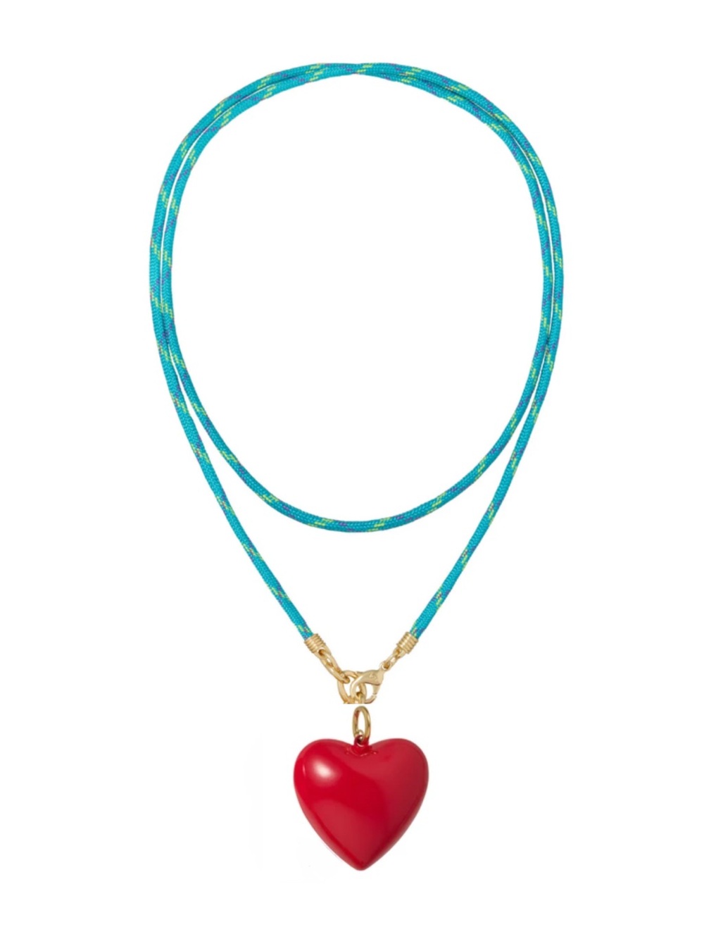 Roxanne Assoulin Long Happy Cord
Charm
Necklace Dark Turquoise Cord Red Heart